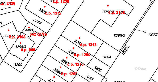 Strašnice 1313, Praha na parcele st. 3263 v KÚ Strašnice, Katastrální mapa