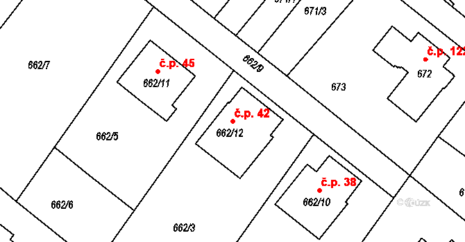Rumburk 1 42, Rumburk na parcele st. 662/12 v KÚ Rumburk, Katastrální mapa