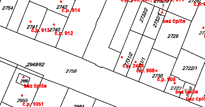 České Budějovice 3 907,908,909,910,911, České Budějovice na parcele st. 2737 v KÚ České Budějovice 3, Katastrální mapa