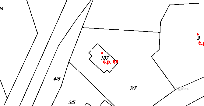 Minkovice 89, Šimonovice na parcele st. 137 v KÚ Minkovice, Katastrální mapa