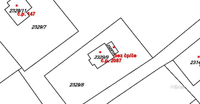Hranice 2087, Karviná na parcele st. 2329/9 v KÚ Karviná-město, Katastrální mapa
