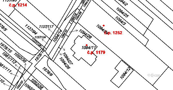 Mistřín 1179, Svatobořice-Mistřín na parcele st. 1094/11 v KÚ Mistřín, Katastrální mapa