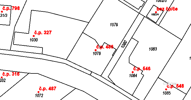 Kluč 486, Habartov na parcele st. 1078 v KÚ Habartov, Katastrální mapa