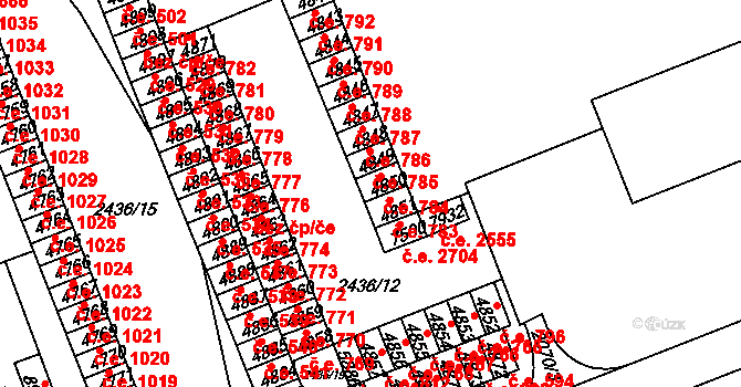 Hodonín 784 na parcele st. 4850 v KÚ Hodonín, Katastrální mapa