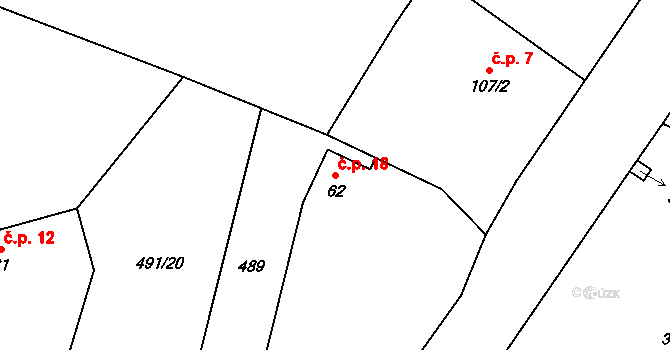 Březovice 18, Chroustovice na parcele st. 62 v KÚ Holešovice u Chroustovic, Katastrální mapa