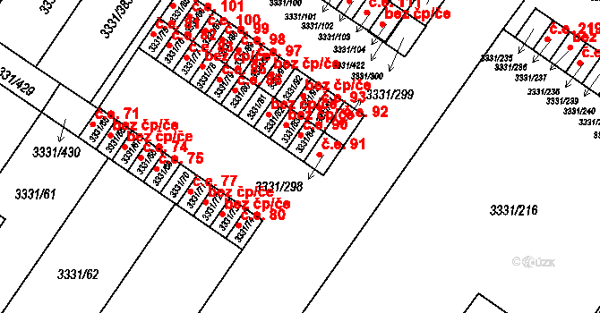 Dubňany 90 na parcele st. 3331/84 v KÚ Dubňany, Katastrální mapa