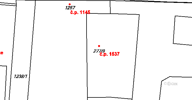Lipník nad Bečvou I-Město 1537, Lipník nad Bečvou na parcele st. 277/9 v KÚ Lipník nad Bečvou, Katastrální mapa