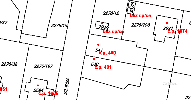 Vlašim 480 na parcele st. 541 v KÚ Vlašim, Katastrální mapa