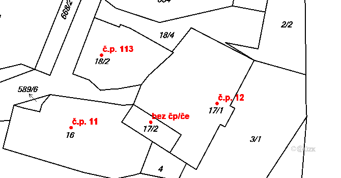 Varvažov 12 na parcele st. 17/1 v KÚ Varvažov, Katastrální mapa