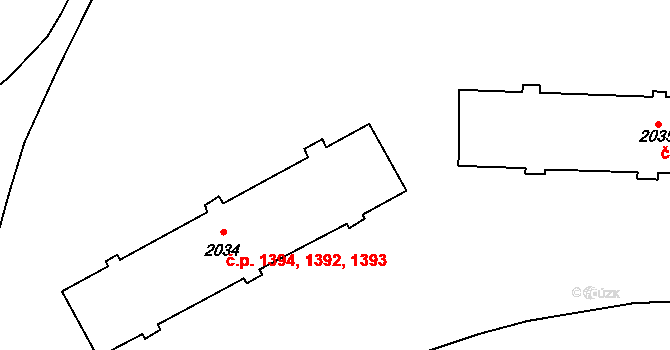 Poruba 1392,1393,1394, Ostrava na parcele st. 2034 v KÚ Poruba-sever, Katastrální mapa