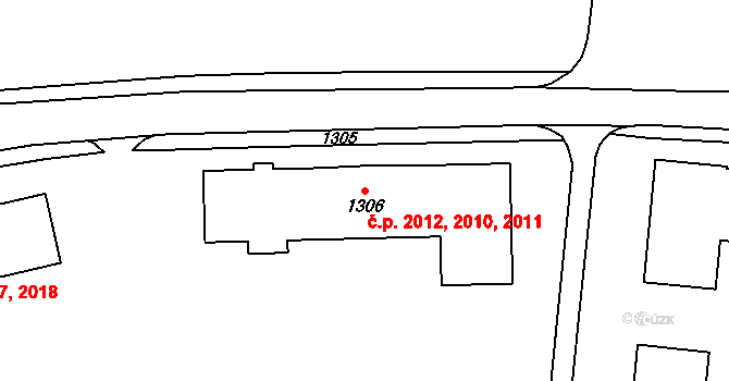 Žďár nad Sázavou 3 2010,2011,2012, Žďár nad Sázavou na parcele st. 1306 v KÚ Město Žďár, Katastrální mapa