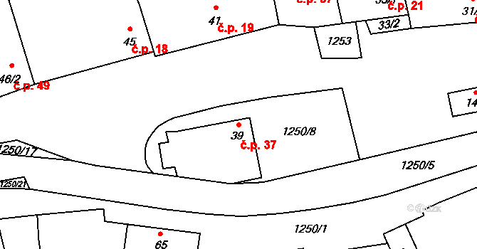 Kelníky 37 na parcele st. 39 v KÚ Kelníky, Katastrální mapa
