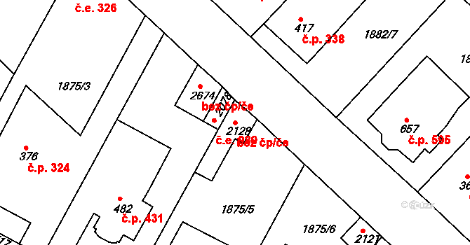 Tišnov 39845290 na parcele st. 2128 v KÚ Tišnov, Katastrální mapa