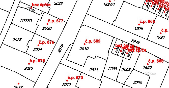 Vítkov 669 na parcele st. 2010 v KÚ Vítkov, Katastrální mapa