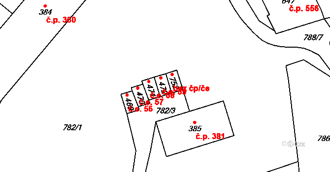 Lysice 59 na parcele st. 472 v KÚ Lysice, Katastrální mapa