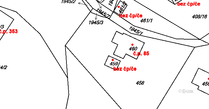 Košťálov 44299290 na parcele st. 459 v KÚ Košťálov, Katastrální mapa
