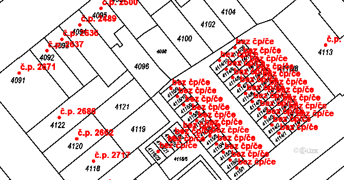 Brno 45561290 na parcele st. 4116/9 v KÚ Židenice, Katastrální mapa