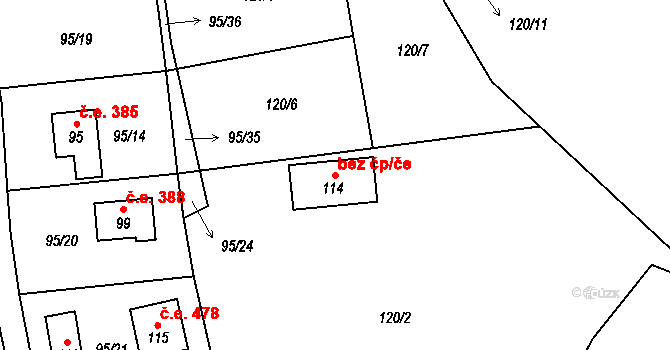 Líšťany 45752290 na parcele st. 114 v KÚ Košetice u Hunčic, Katastrální mapa