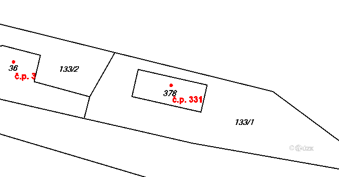 Janské Lázně 331 na parcele st. 378 v KÚ Janské Lázně, Katastrální mapa