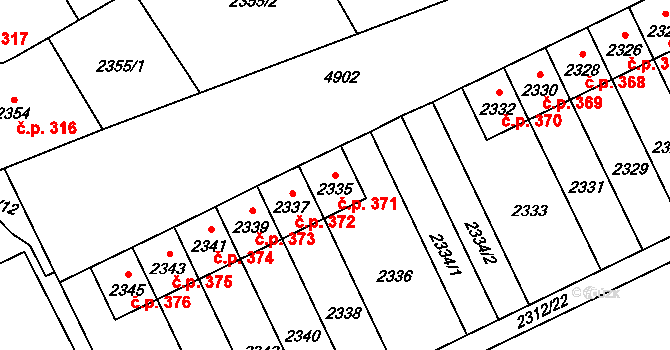 Pražské Předměstí 371, Vysoké Mýto na parcele st. 2335 v KÚ Vysoké Mýto, Katastrální mapa