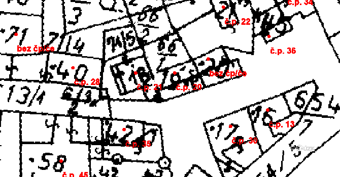 Jemníky 20 na parcele st. 19 v KÚ Jemníky, Katastrální mapa