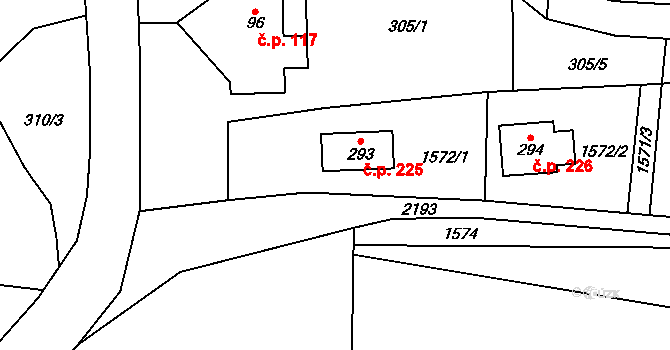 Zdoňov 225, Teplice nad Metují na parcele st. 293 v KÚ Zdoňov, Katastrální mapa