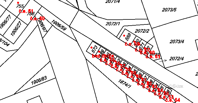 Červená Řečice 35 na parcele st. 489 v KÚ Červená Řečice, Katastrální mapa