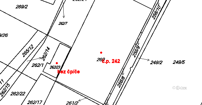 Březno 242 na parcele st. 260 v KÚ Březno u Chomutova, Katastrální mapa