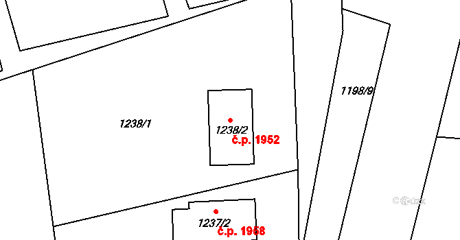 Šenov 1952 na parcele st. 1238/2 v KÚ Šenov u Ostravy, Katastrální mapa