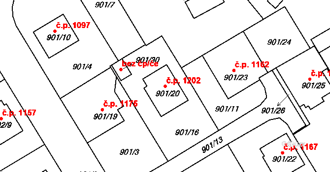 Rychnov nad Kněžnou 1202 na parcele st. 901/20 v KÚ Rychnov nad Kněžnou, Katastrální mapa