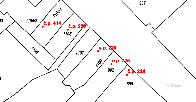 Drnholec 226 na parcele st. 1108 v KÚ Drnholec, Katastrální mapa