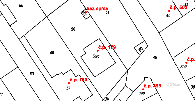 Bedihošť 179 na parcele st. 55/1 v KÚ Bedihošť, Katastrální mapa