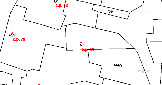 Lančov 41 na parcele st. 18 v KÚ Lančov, Katastrální mapa