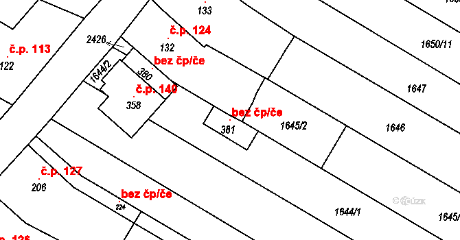 Ivančice 107424291 na parcele st. 381 v KÚ Budkovice, Katastrální mapa