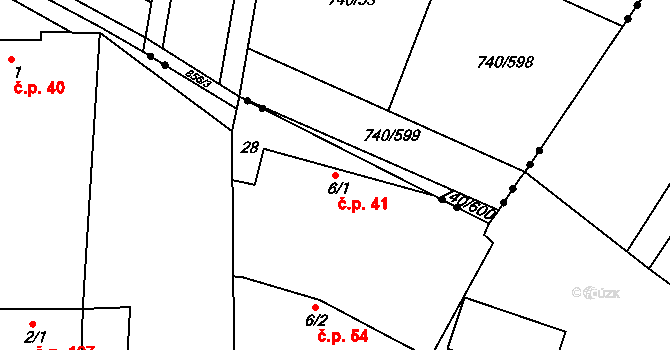 Chvalovice 41, Kovanice na parcele st. 6/1 v KÚ Chvalovice u Nymburka, Katastrální mapa
