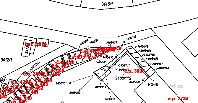 Znojmo 119094291 na parcele st. 3408/138 v KÚ Znojmo-město, Katastrální mapa