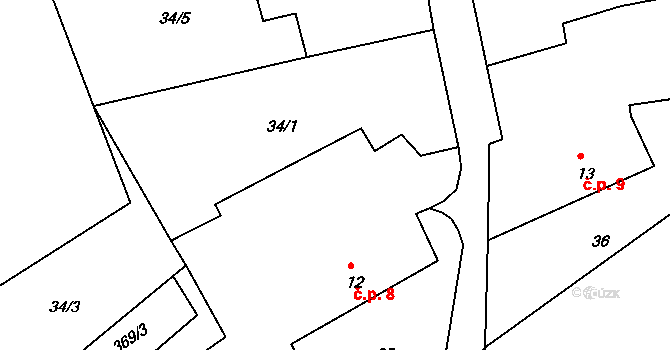 Snopoušovy 8, Dolní Lukavice na parcele st. 12 v KÚ Snopoušovy, Katastrální mapa