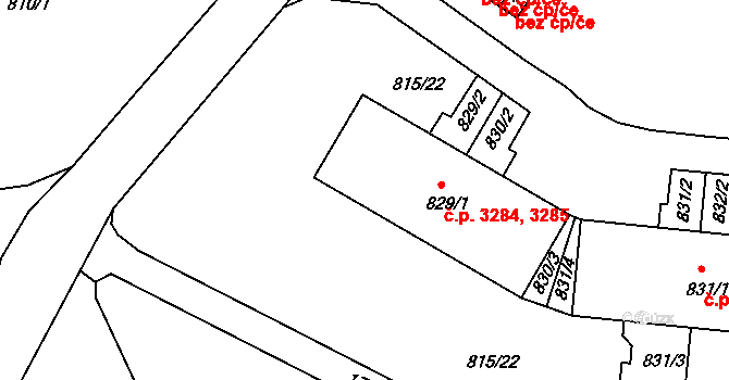 Jablonecké Paseky 3284,3285, Jablonec nad Nisou na parcele st. 829/1 v KÚ Jablonecké Paseky, Katastrální mapa