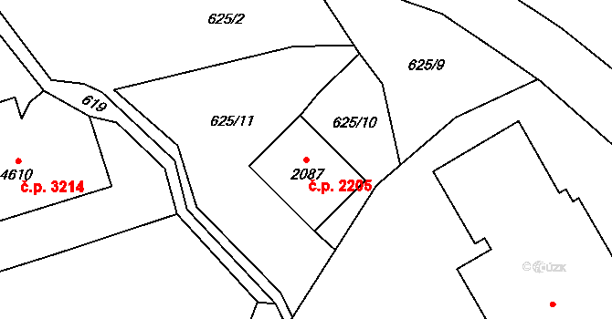 Jablonec nad Nisou 2205 na parcele st. 2087 v KÚ Jablonec nad Nisou, Katastrální mapa