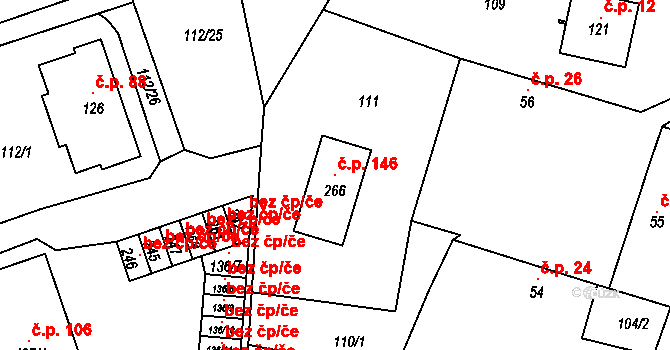 Březová 146 na parcele st. 266 v KÚ Březová u Vítkova, Katastrální mapa