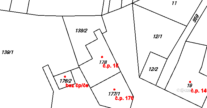 Rožďalovice 15 na parcele st. 178 v KÚ Rožďalovice, Katastrální mapa