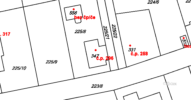 Hostouň 296 na parcele st. 347 v KÚ Hostouň u Prahy, Katastrální mapa