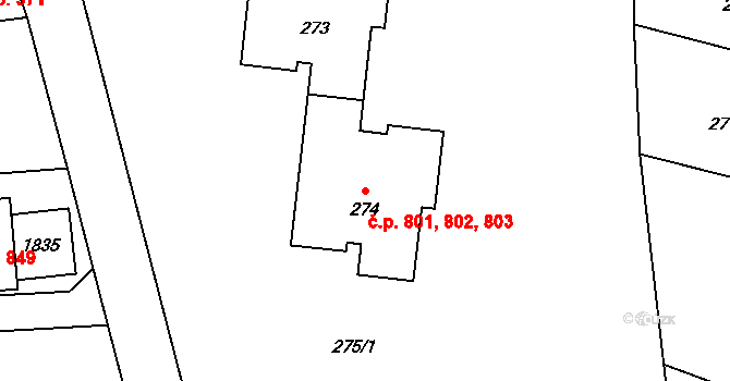 Ždánice 801,802,803 na parcele st. 272 v KÚ Ždánice, Katastrální mapa