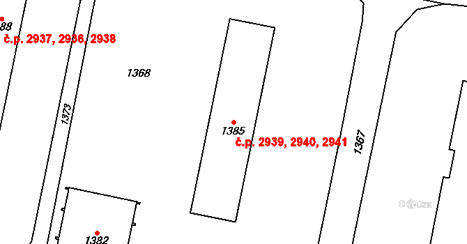 Kladno 2939,2940,2941 na parcele st. 1385 v KÚ Kladno, Katastrální mapa
