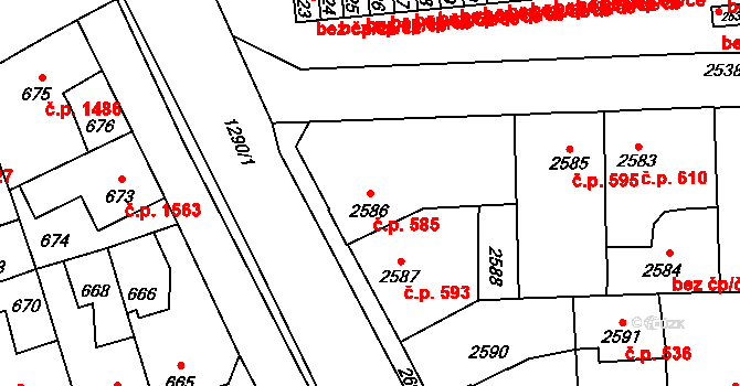 Kročehlavy 585, Kladno na parcele st. 2586 v KÚ Kročehlavy, Katastrální mapa