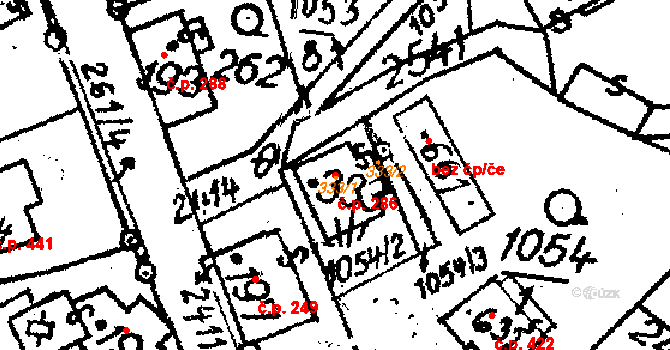 Horní Branná 286 na parcele st. 333/1 v KÚ Horní Branná, Katastrální mapa