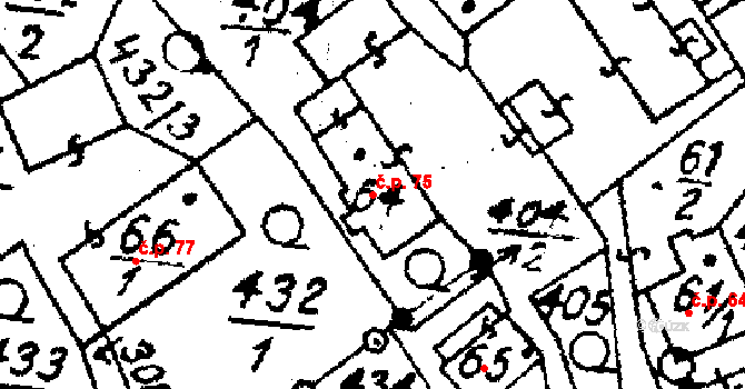 Mikulovice 75 na parcele st. 64 v KÚ Mikulovice u Jeseníka, Katastrální mapa
