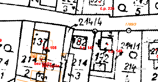 Studánka 147 na parcele st. 182 v KÚ Studánka u Tachova, Katastrální mapa
