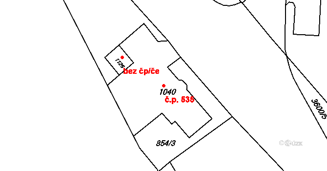 Cvikov II 535, Cvikov na parcele st. 1040 v KÚ Cvikov, Katastrální mapa