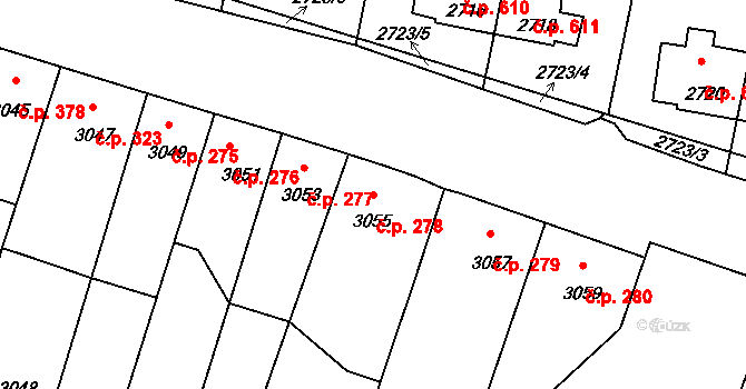 Mimoň I 278, Mimoň na parcele st. 3055 v KÚ Mimoň, Katastrální mapa